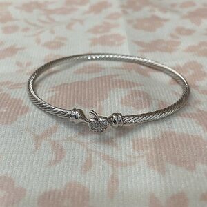 David Yurman Sterling Silver Heart Bracelet With Diamonds